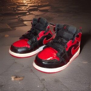 Jordan Kids Black and Red High-Top Sneakers
